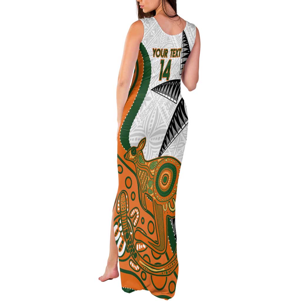 Custom Fiji And Australia Rugby Tank Maxi Dress Fijian Palm Tree Mix Aussie Kangaroo