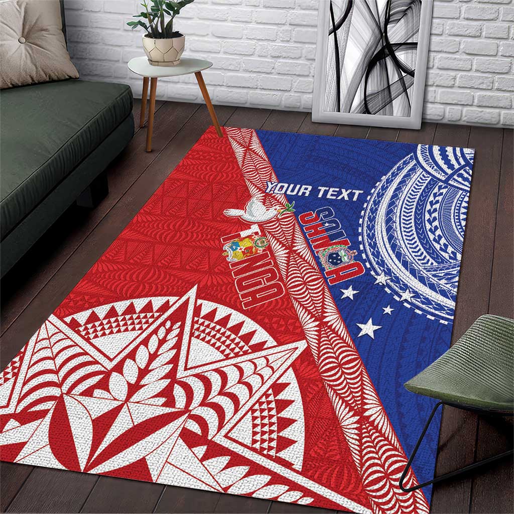 Tonga and Samoa Rugby Custom Area Rug Ikale Tahi Manu Samoa Together - Polynesian Pride