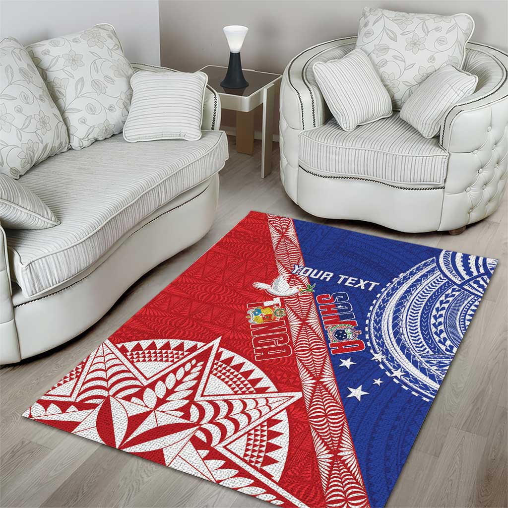 Tonga and Samoa Rugby Custom Area Rug Ikale Tahi Manu Samoa Together - Polynesian Pride