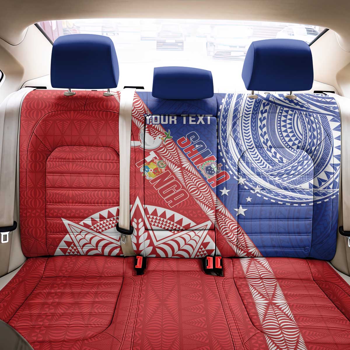 Tonga and Samoa Rugby Custom Back Car Seat Cover Ikale Tahi Manu Samoa Together - Polynesian Pride