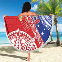 Tonga and Samoa Rugby Custom Beach Blanket Ikale Tahi Manu Samoa Together - Polynesian Pride