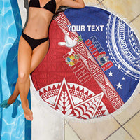 Tonga and Samoa Rugby Custom Beach Blanket Ikale Tahi Manu Samoa Together - Polynesian Pride