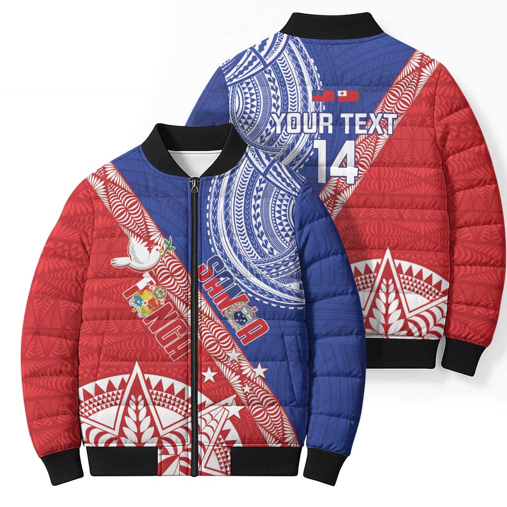 Tonga and Samoa Rugby Custom Bomber Puffer Jacket Ikale Tahi Manu Samoa Together - Polynesian Pride
