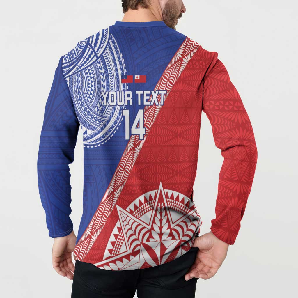 Tonga and Samoa Rugby Custom Button Sweatshirt Ikale Tahi Manu Samoa Together - Polynesian Pride