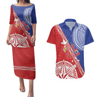 Tonga and Samoa Rugby Custom Couples Matching Puletasi and Hawaiian Shirt Ikale Tahi Manu Samoa Together - Polynesian Pride