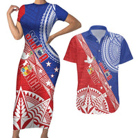 Tonga and Samoa Rugby Custom Couples Matching Short Sleeve Bodycon Dress and Hawaiian Shirt Ikale Tahi Manu Samoa Together - Polynesian Pride