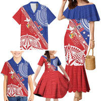 Tonga and Samoa Rugby Custom Family Matching Mermaid Dress and Hawaiian Shirt Ikale Tahi Manu Samoa Together - Polynesian Pride