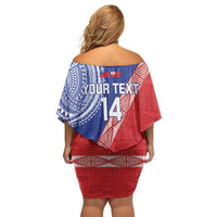 Tonga and Samoa Rugby Custom Family Matching Off Shoulder Short Dress and Hawaiian Shirt Ikale Tahi Manu Samoa Together - Polynesian Pride
