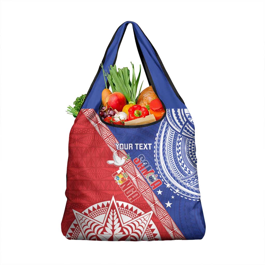 Tonga and Samoa Rugby Custom Grocery Bag Ikale Tahi Manu Samoa Together - Polynesian Pride