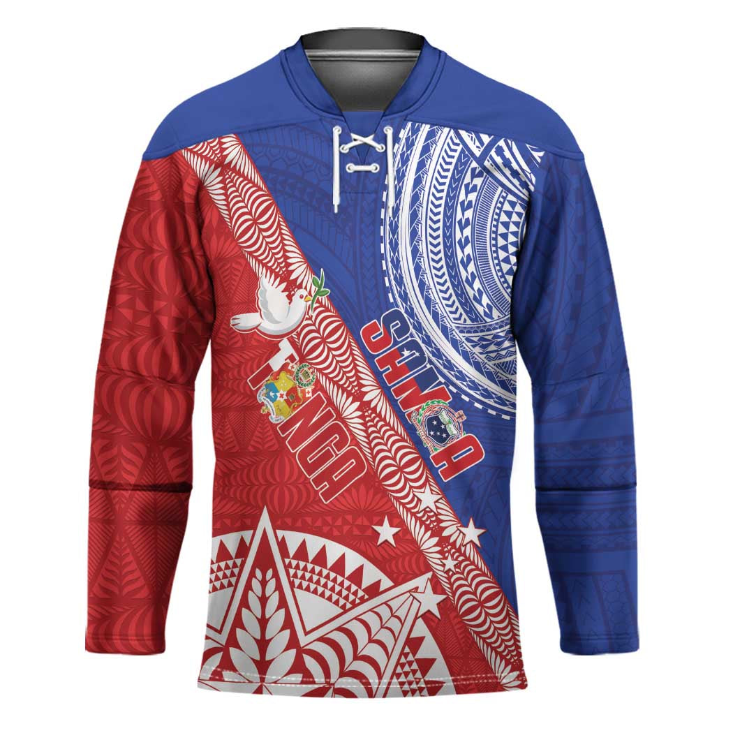 Tonga and Samoa Rugby Custom Hockey Jersey Ikale Tahi Manu Samoa Together - Polynesian Pride