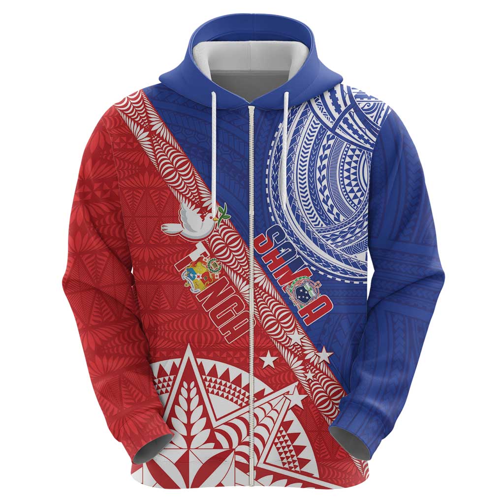 Tonga and Samoa Rugby Custom Hoodie Ikale Tahi Manu Samoa Together LT14 - Polynesian Pride