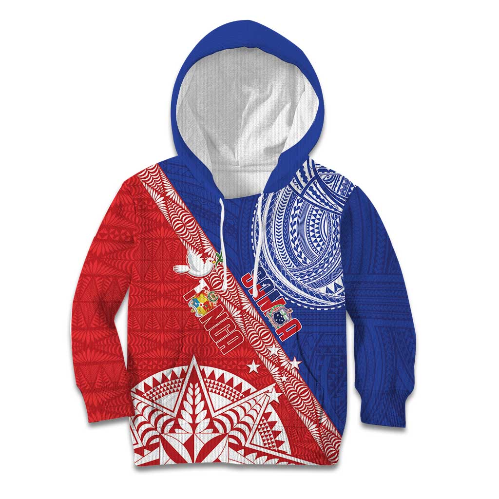 Tonga and Samoa Rugby Custom Kid Hoodie Ikale Tahi Manu Samoa Together LT14 Hoodie Red - Polynesian Pride