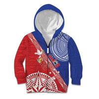 Tonga and Samoa Rugby Custom Kid Hoodie Ikale Tahi Manu Samoa Together LT14 Zip Hoodie Red - Polynesian Pride
