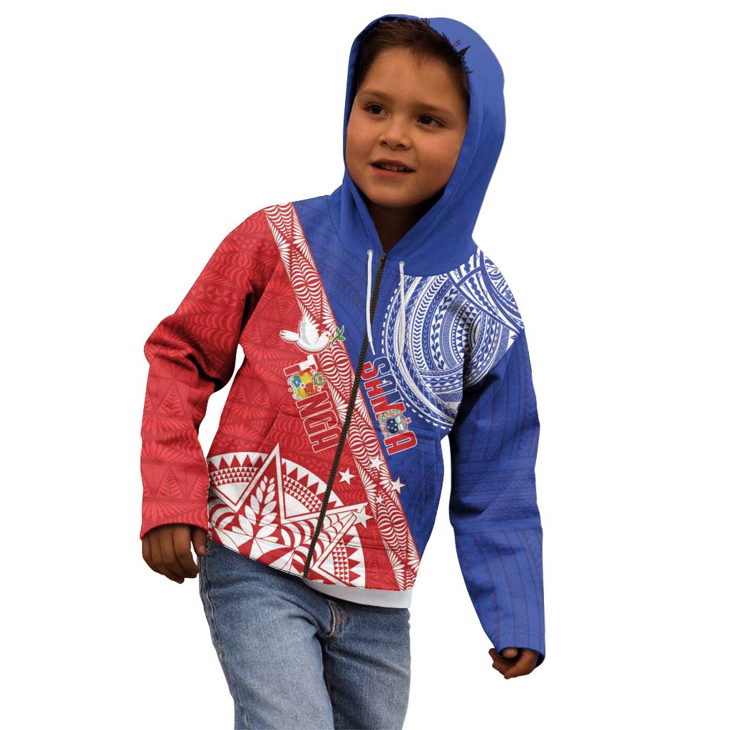 Tonga and Samoa Rugby Custom Kid Hoodie Ikale Tahi Manu Samoa Together LT14 - Polynesian Pride