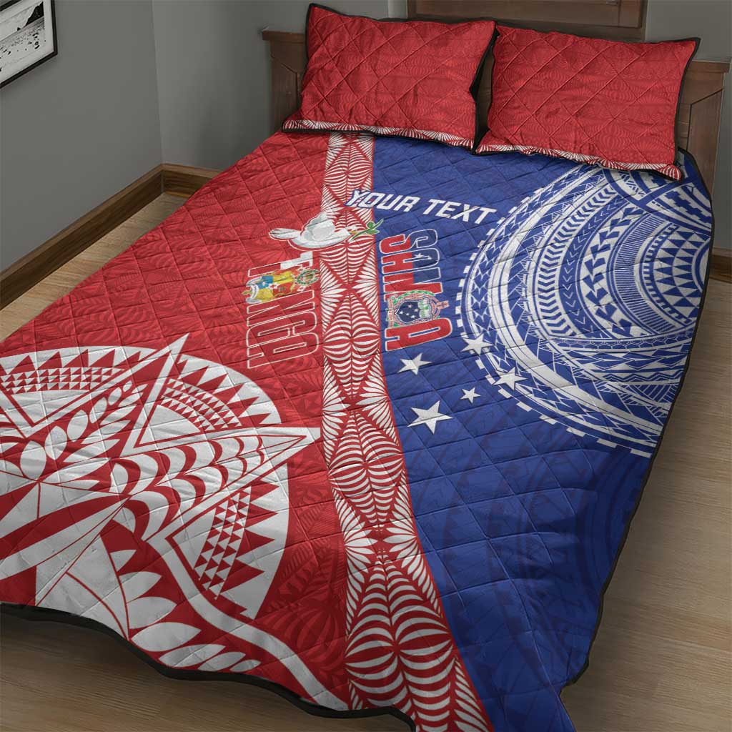 Tonga and Samoa Rugby Custom Quilt Bed Set Ikale Tahi Manu Samoa Together - Polynesian Pride