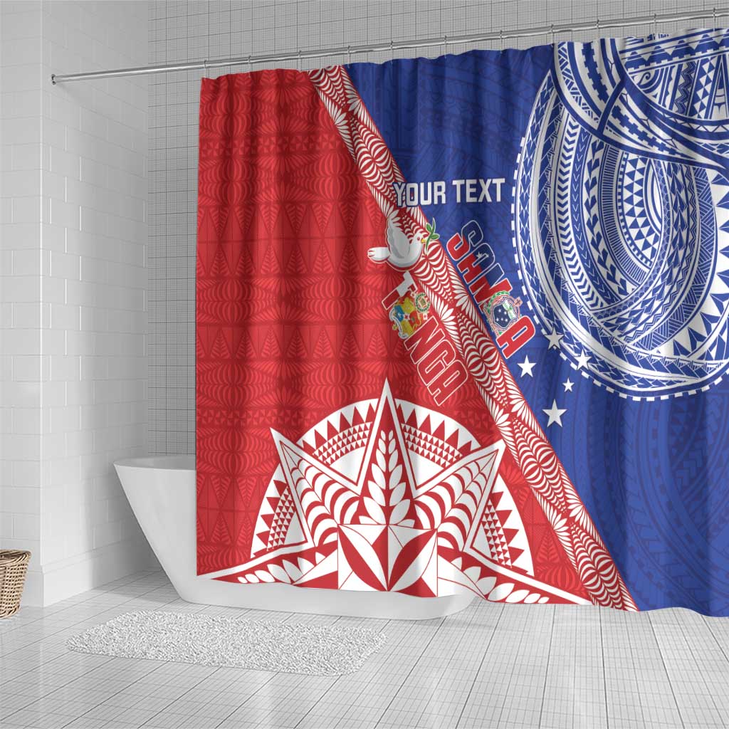 Tonga and Samoa Rugby Custom Shower Curtain Ikale Tahi Manu Samoa Together - Polynesian Pride