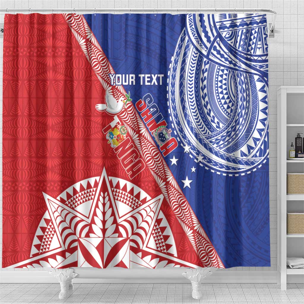 Tonga and Samoa Rugby Custom Shower Curtain Ikale Tahi Manu Samoa Together - Polynesian Pride