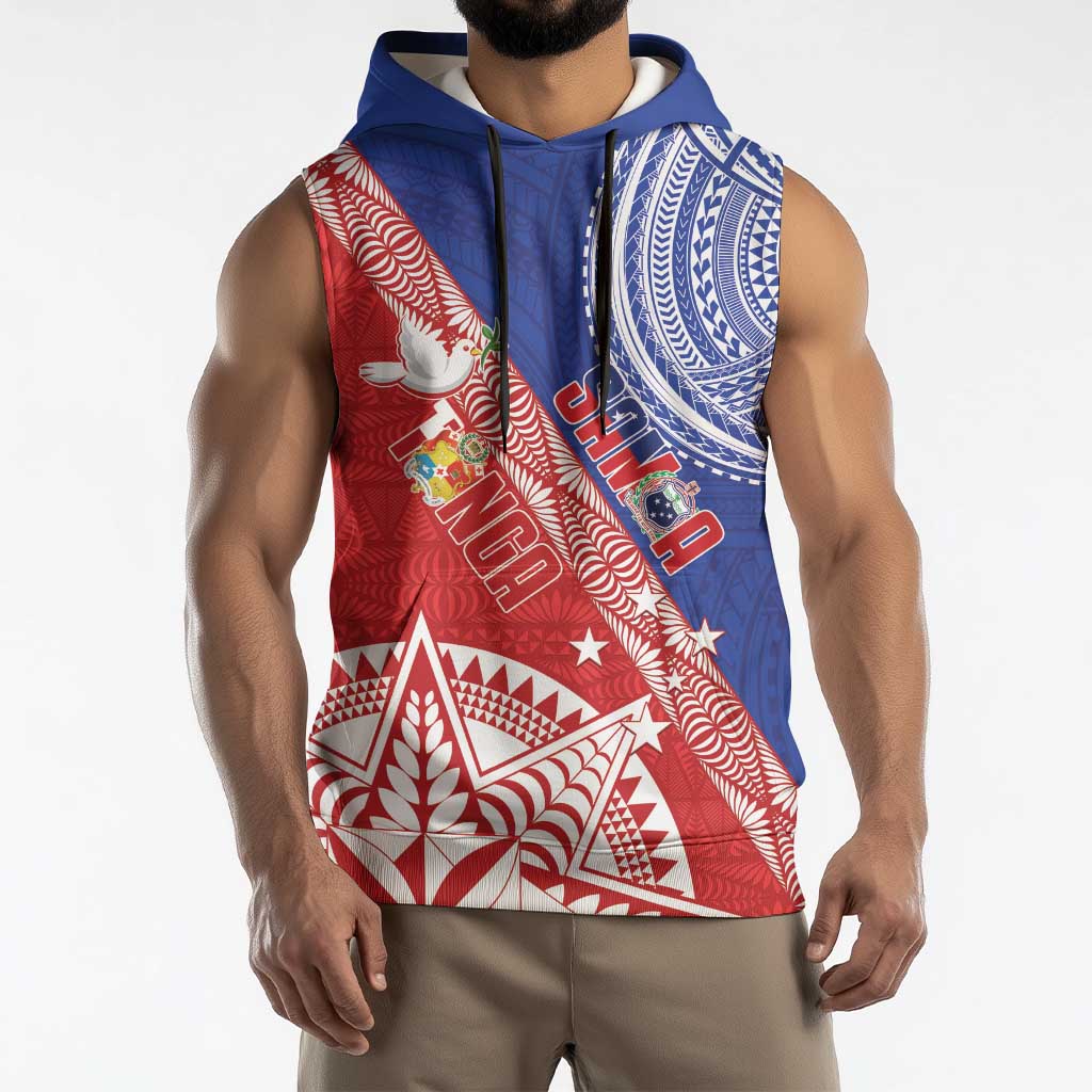Tonga and Samoa Rugby Custom Sleeveless Hoodie Ikale Tahi Manu Samoa Together LT14 - Polynesian Pride