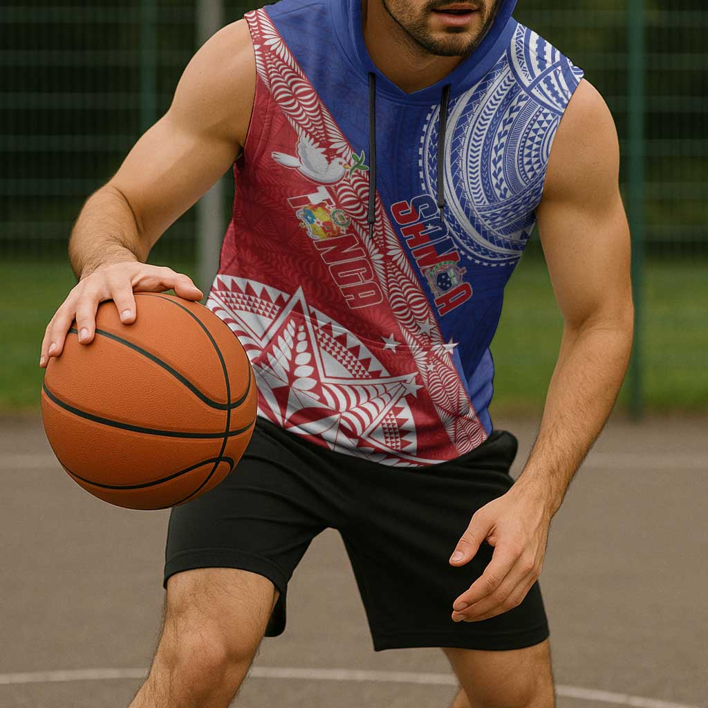 Tonga and Samoa Rugby Custom Sleeveless Hoodie Ikale Tahi Manu Samoa Together LT14 - Polynesian Pride