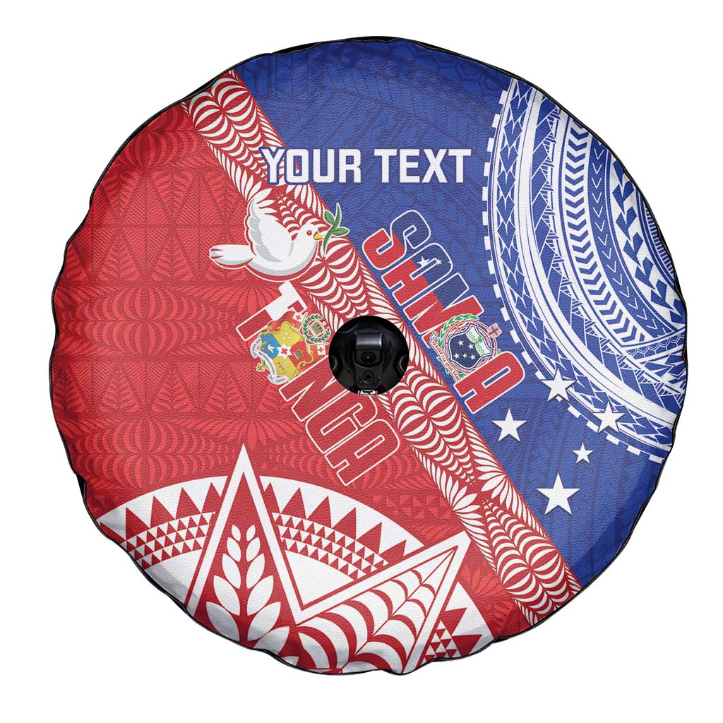 Tonga and Samoa Rugby Custom Spare Tire Cover Ikale Tahi Manu Samoa Together - Polynesian Pride
