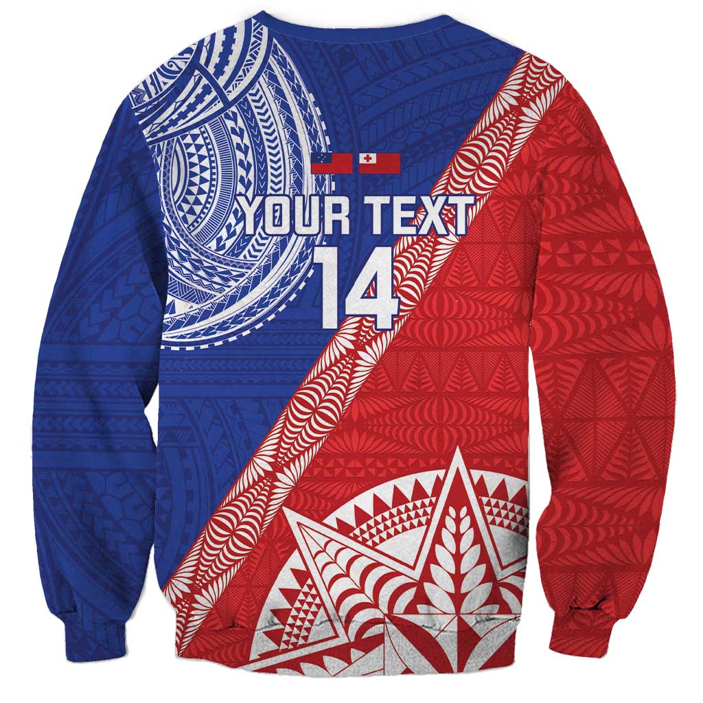 Tonga and Samoa Rugby Custom Sweatshirt Ikale Tahi Manu Samoa Together - Polynesian Pride