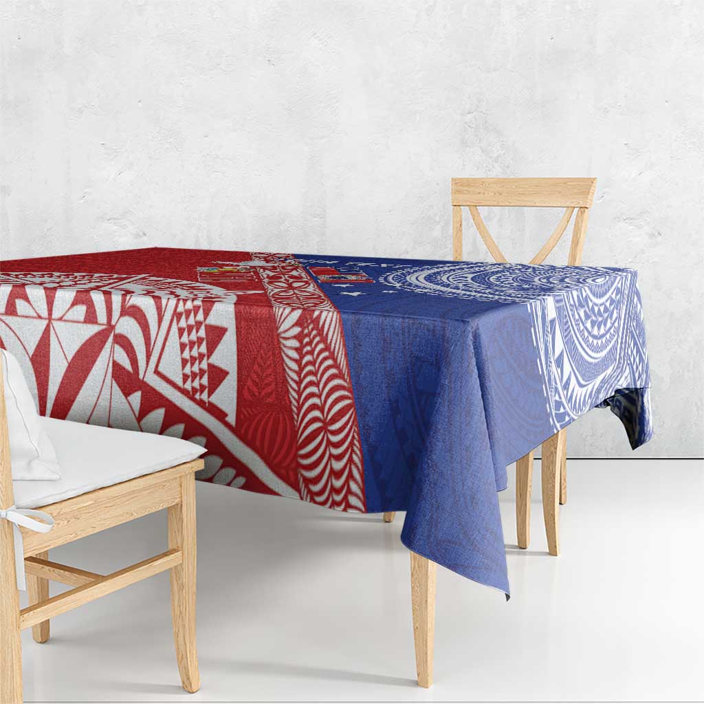 Tonga and Samoa Rugby Custom Tablecloth Ikale Tahi Manu Samoa Together - Polynesian Pride