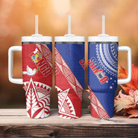 Tonga and Samoa Rugby Tumbler With Handle Ikale Tahi Manu Samoa Together - Polynesian Pride