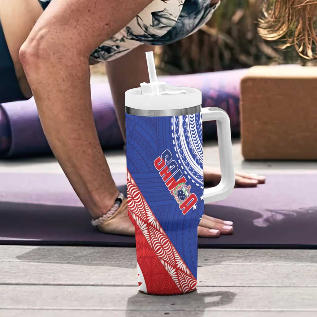 Tonga and Samoa Rugby Tumbler With Handle Ikale Tahi Manu Samoa Together - Polynesian Pride