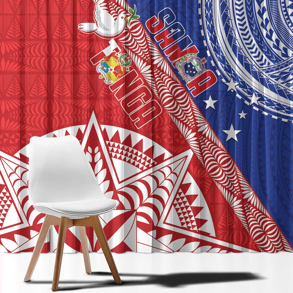 Tonga and Samoa Rugby Custom Window Curtain Ikale Tahi Manu Samoa Together - Polynesian Pride