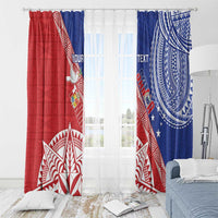 Tonga and Samoa Rugby Custom Window Curtain Ikale Tahi Manu Samoa Together - Polynesian Pride