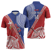Tonga and Samoa Rugby Custom Zipper Polo Shirt Ikale Tahi Manu Samoa Together - Polynesian Pride