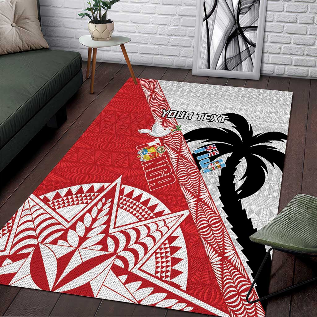 Fiji and Tonga Rugby Custom Area Rug Flying Fijians Ikale Tahi Together Pacific - Polynesian Pride