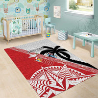 Fiji and Tonga Rugby Custom Area Rug Flying Fijians Ikale Tahi Together Pacific - Polynesian Pride