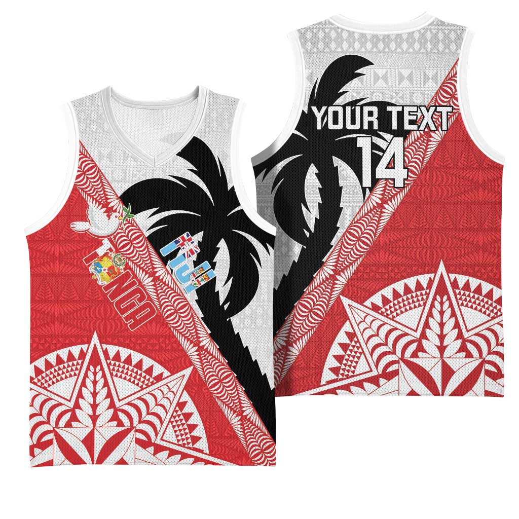 Fiji and Tonga Rugby Custom Basketball Jersey Flying Fijians Ikale Tahi Together Pacific - Polynesian Pride
