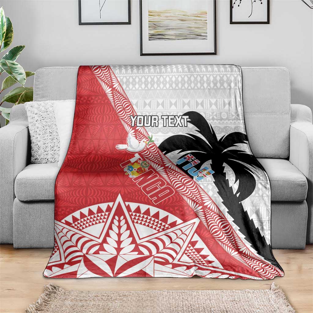 Fiji and Tonga Rugby Custom Blanket Flying Fijians Ikale Tahi Together Pacific - Polynesian Pride