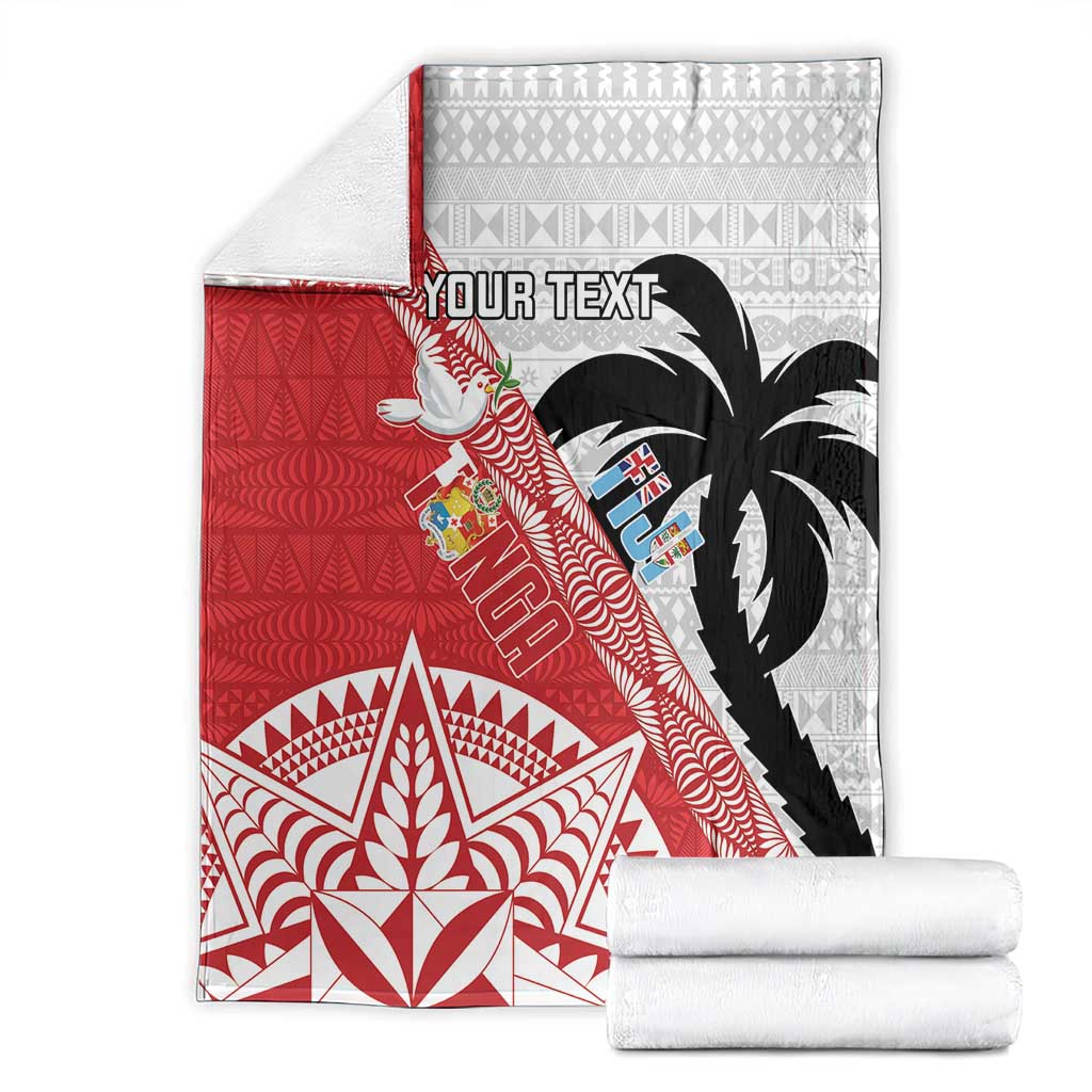 Fiji and Tonga Rugby Custom Blanket Flying Fijians Ikale Tahi Together Pacific - Polynesian Pride