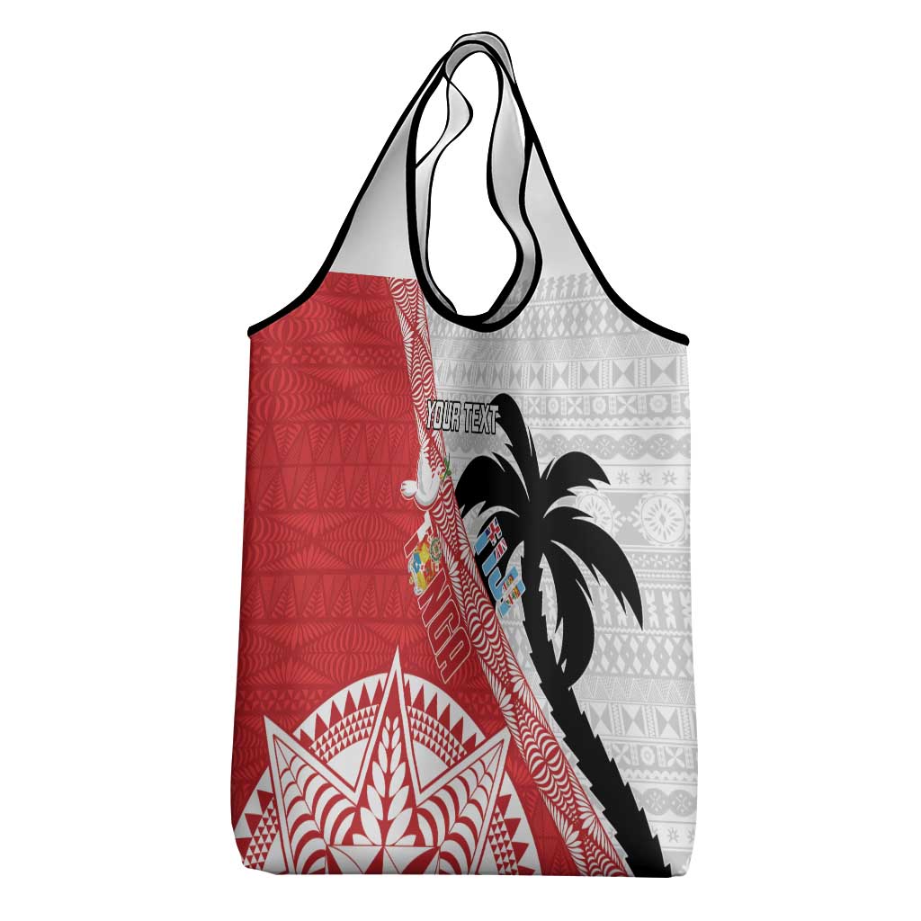 Fiji and Tonga Rugby Custom Grocery Bag Flying Fijians Ikale Tahi Together Pacific - Polynesian Pride
