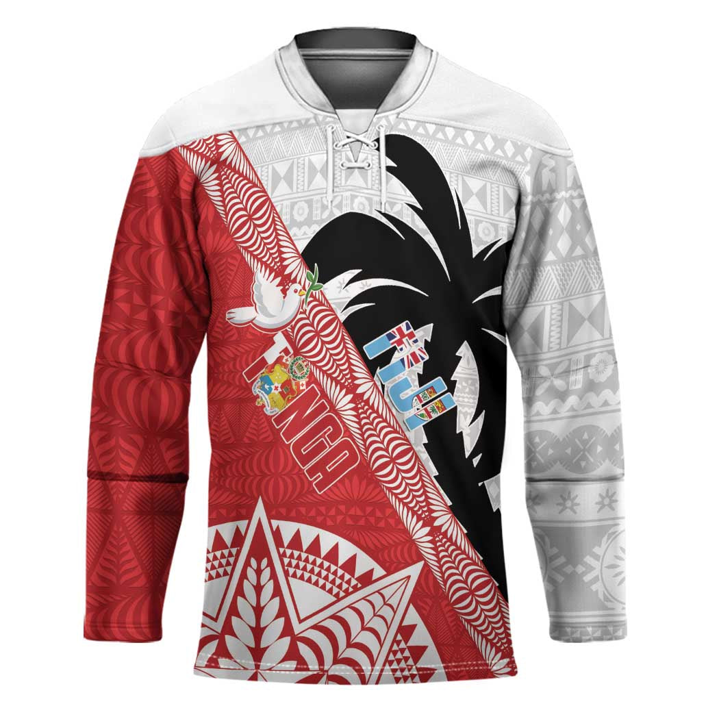 Fiji and Tonga Rugby Custom Hockey Jersey Flying Fijians Ikale Tahi Together Pacific - Polynesian Pride