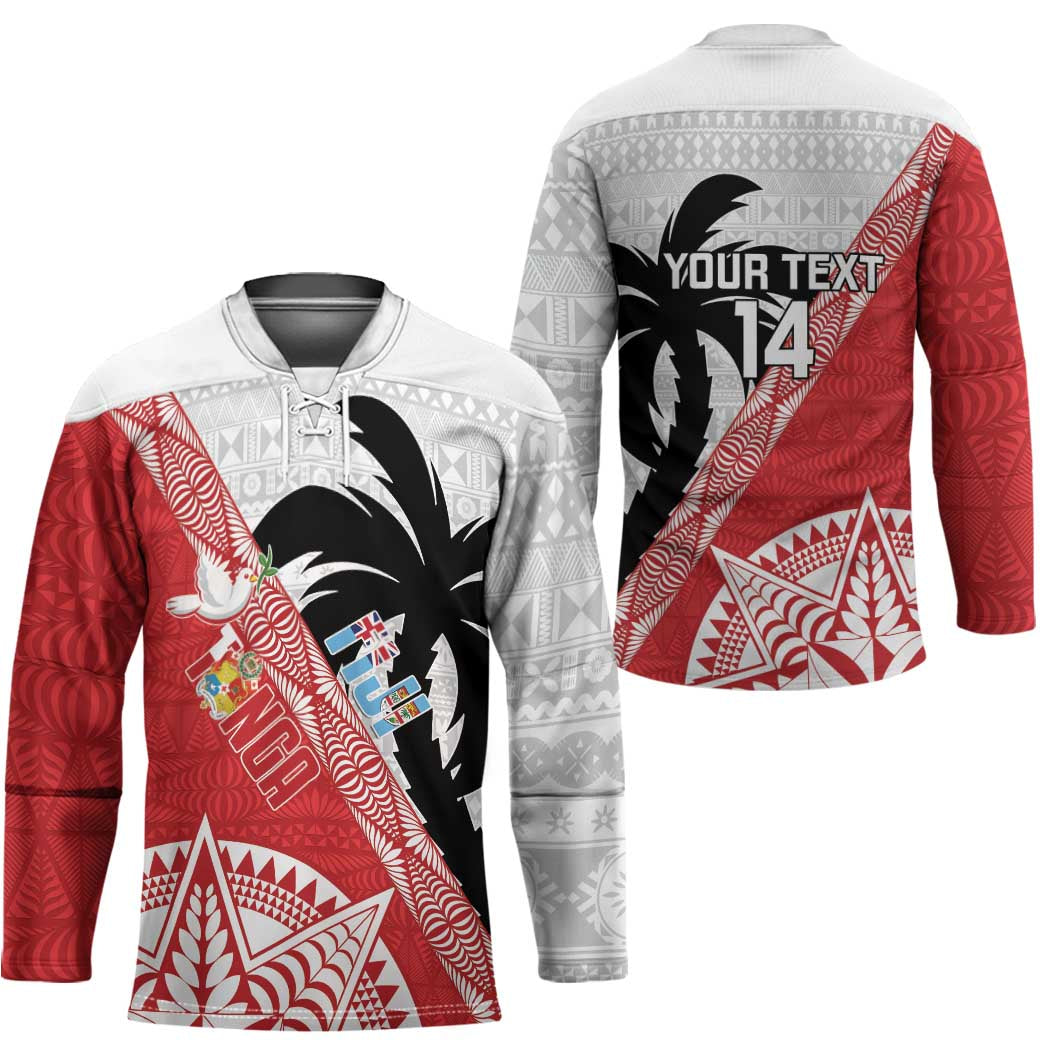 Fiji and Tonga Rugby Custom Hockey Jersey Flying Fijians Ikale Tahi Together Pacific - Polynesian Pride