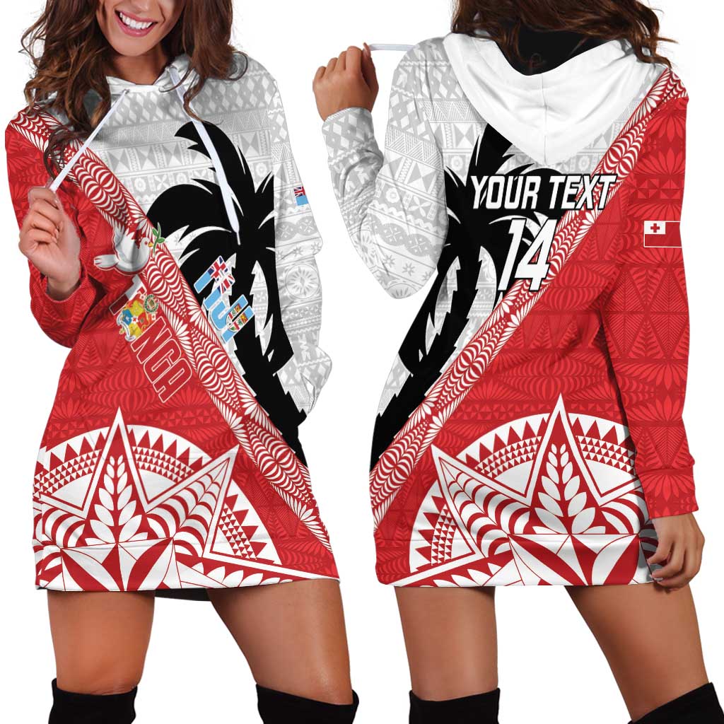 Fiji and Tonga Rugby Custom Hoodie Dress Flying Fijians Ikale Tahi Together Pacific - Polynesian Pride