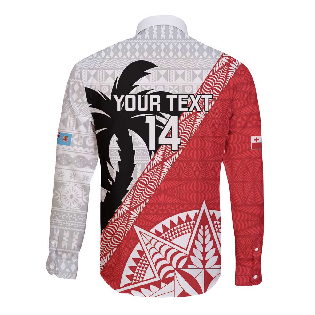 Fiji and Tonga Rugby Custom Long Sleeve Button Shirt Flying Fijians Ikale Tahi Together Pacific - Polynesian Pride