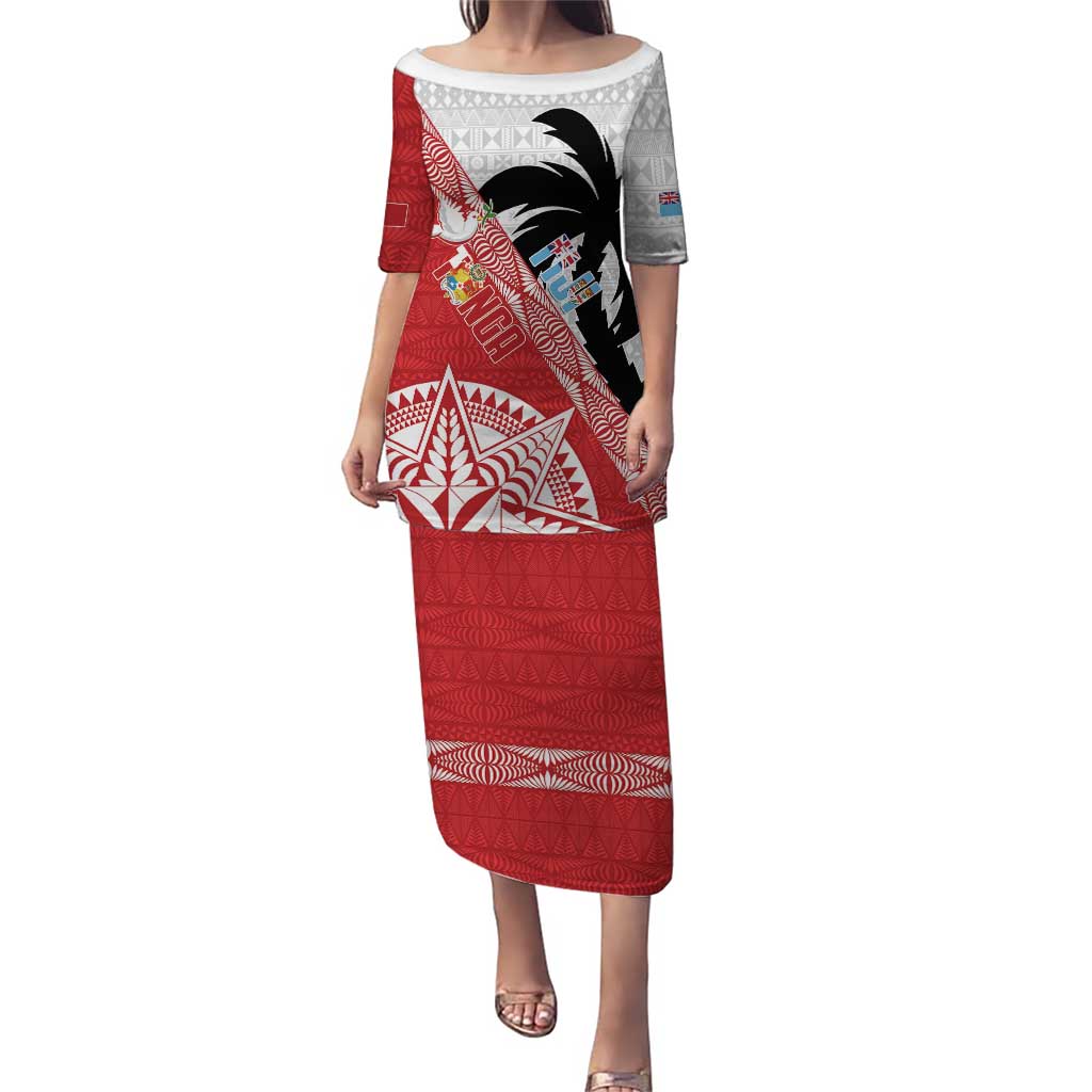 Fiji and Tonga Rugby Custom Puletasi Flying Fijians Ikale Tahi Together Pacific - Polynesian Pride