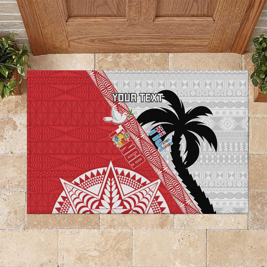 Fiji and Tonga Rugby Custom Rubber Doormat Flying Fijians Ikale Tahi Together Pacific - Polynesian Pride