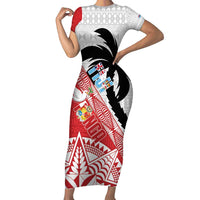 Fiji and Tonga Rugby Custom Short Sleeve Bodycon Dress Flying Fijians Ikale Tahi Together Pacific - Polynesian Pride