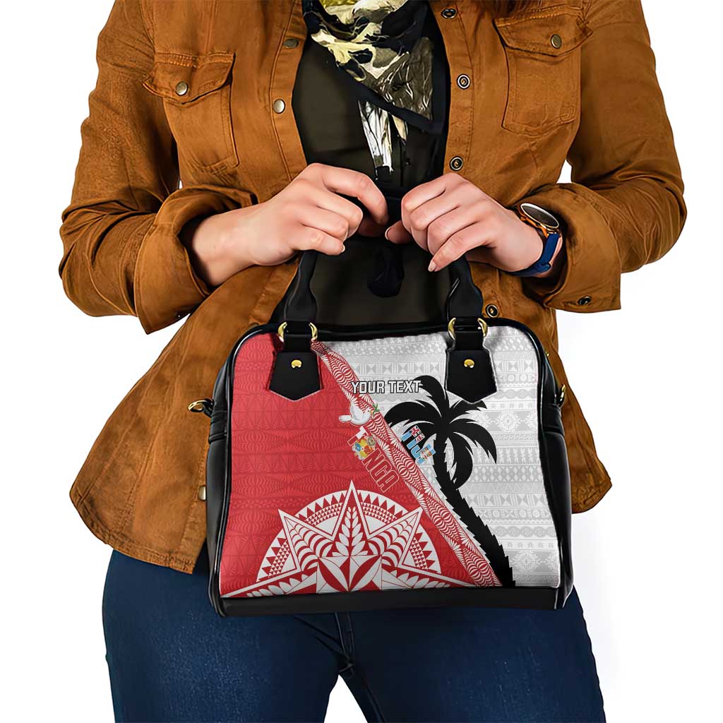 Fiji and Tonga Rugby Custom Shoulder Handbag Flying Fijians Ikale Tahi Together Pacific - Polynesian Pride
