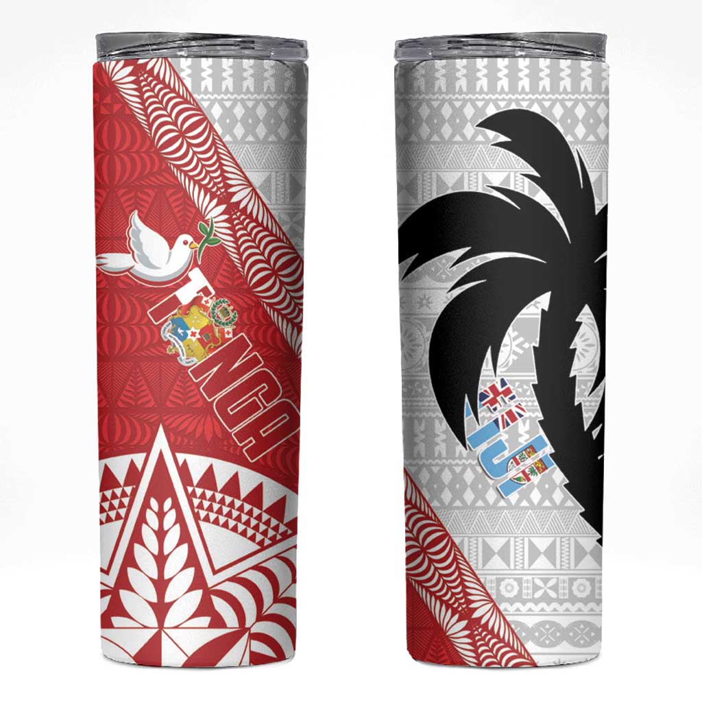 Fiji and Tonga Rugby Skinny Tumbler Flying Fijians Ikale Tahi Together Pacific - Polynesian Pride