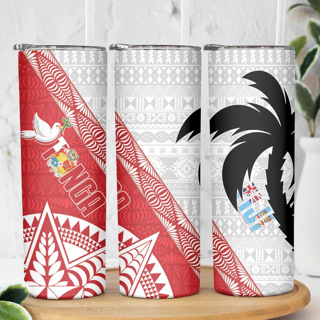 Fiji and Tonga Rugby Skinny Tumbler Flying Fijians Ikale Tahi Together Pacific - Polynesian Pride