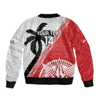 Fiji and Tonga Rugby Custom Sleeve Zip Bomber Jacket Flying Fijians Ikale Tahi Together Pacific - Polynesian Pride