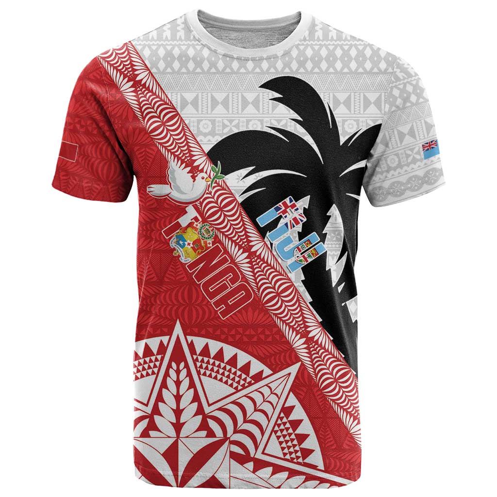 Fiji and Tonga Rugby Custom T Shirt Flying Fijians Ikale Tahi Together Pacific - Polynesian Pride