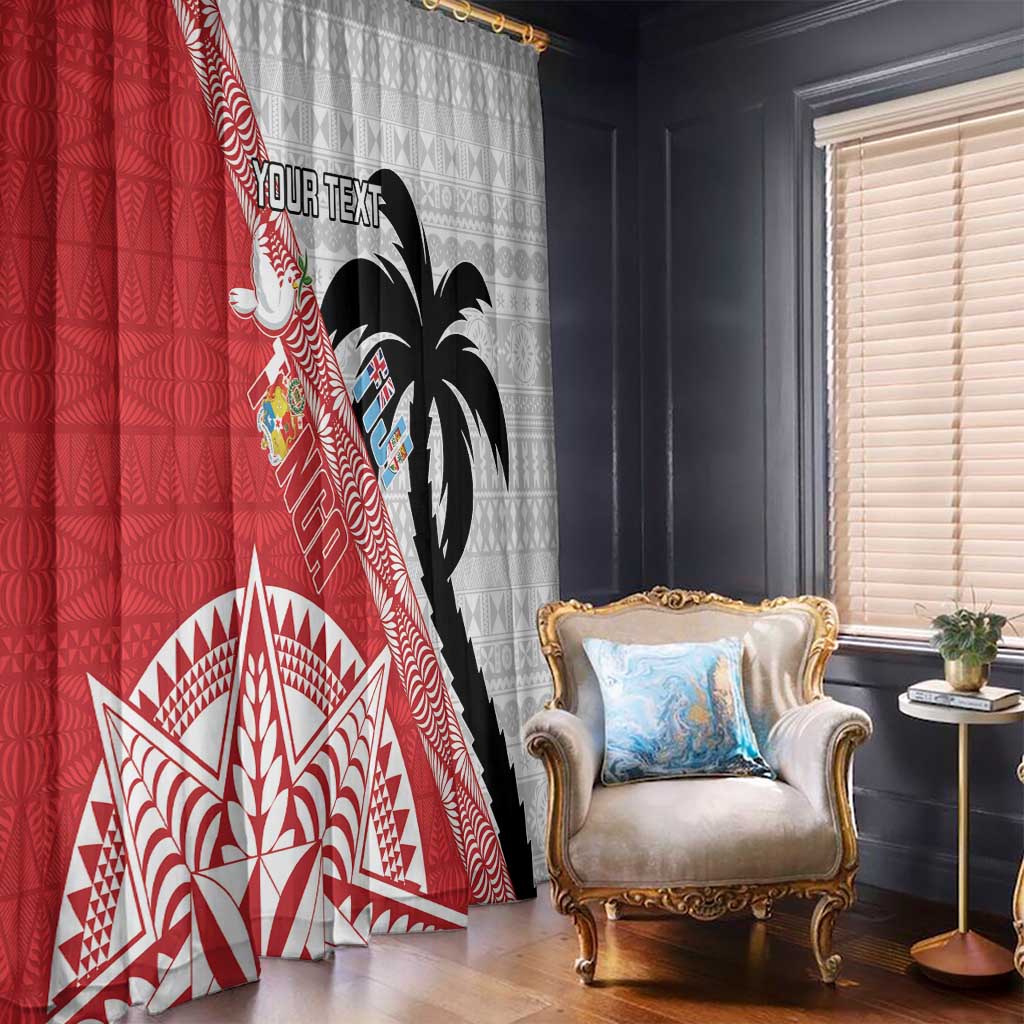 Fiji and Tonga Rugby Custom Window Curtain Flying Fijians Ikale Tahi Together Pacific - Polynesian Pride